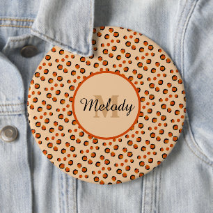 Pastel & Gold cheetah Animal Print Monogram 6 Cm Round Badge