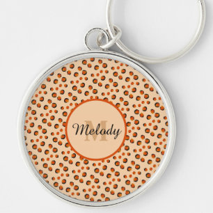 Pastel & Gold cheetah Animal Print Monogram Key Ring