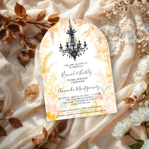 Pastel Gold Chic Floral Chandelier Bridal Shower Invitation