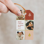 Pastel & Gold Christmas Tree 3 Photo Collage Gift Tags<br><div class="desc">Make your presents stand out with our charming Gift Tags. A 3-photo collage in pastels and gold,  adorned by a festive Christmas tree and the joyful message "Merry and Bright" in playful sans-serif font. Personalise it with your family name and year to spread the holiday spirit with every gift.</div>