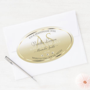 Pastel Gold Cream Product Labels Diamonds Initials