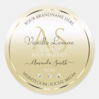 Pastel Gold Cream Product Labels Diamonds Initials