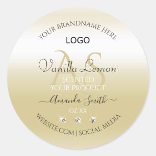 Pastel Gold Cream Product Labels Logo and Initials