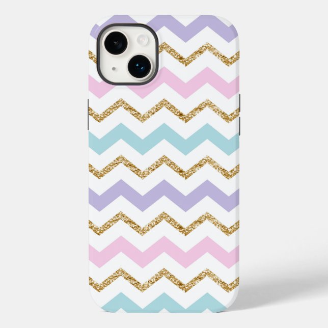 Pastel Gold Glitter Zigzag Pattern Case-Mate iPhone Case (Back)