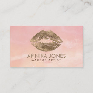 Pastel Gold Lips on Rose Quartz Makeup Artist Business Card