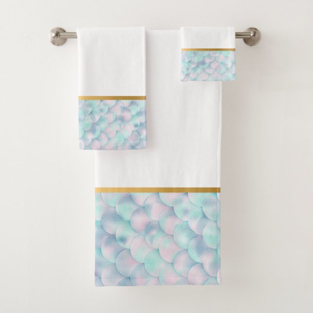 PASTEL GOLD MERMAID BATHROOM TOWEL SET (Insitu)