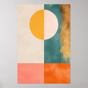 Pastel Gold Mid Century Abstract Geometric Modern Poster