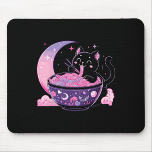 Pastel Goth Aesthetic Kawaii Cat Eating Ramen Nood Mouse Mat