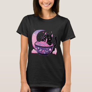 Pastel Goth Aesthetic Kawaii Cat Eating Ramen Nood T-Shirt