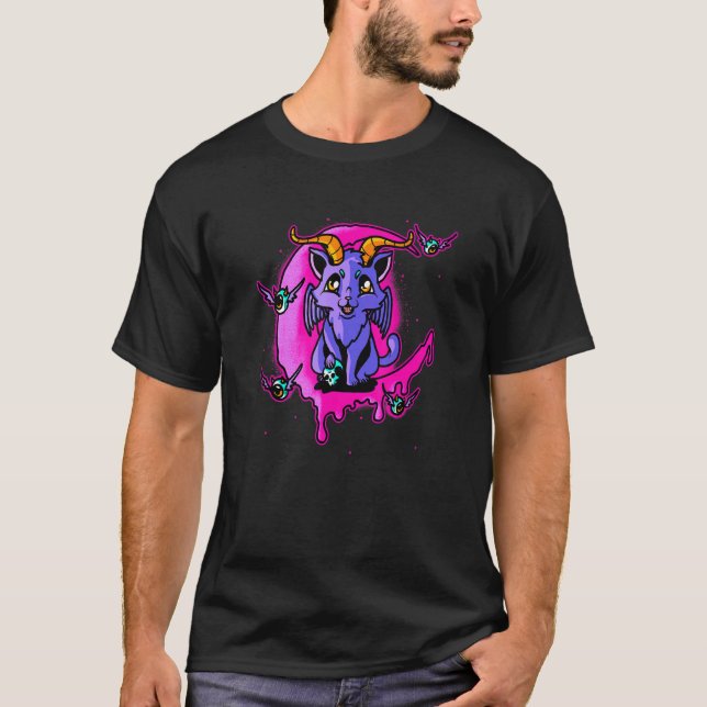 Pastel Goth Baphomet Cat Evil Pagan Gothic Kitten  T-Shirt (Front)