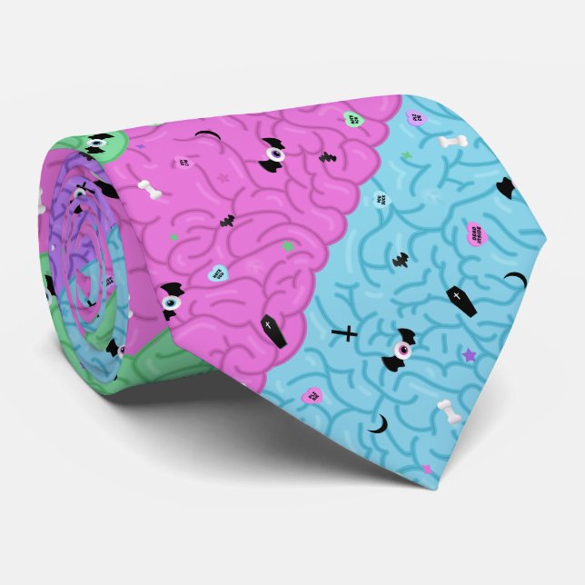 Pastel Goth Brains Tie (Rolled)