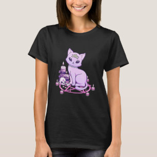 Pastel Goth Cat Creepy Wicca Cat Vamporwave Aesthe T-Shirt