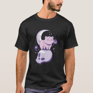 Pastel Goth Cat Cute and Creepy Halloween Purple G T-Shirt