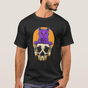 Pastel Goth Cat Kitten Skull Death Head Kitty Cat T-Shirt