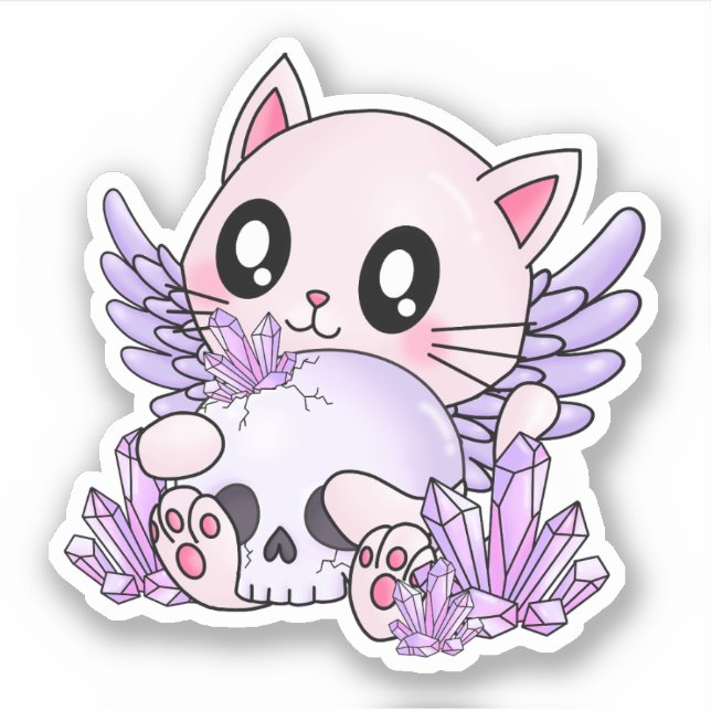 Pastel Goth Cat & Skull (Front)