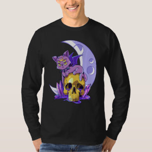 Pastel Goth Cat Wicca Skull Demonic Creepy Occult T-Shirt