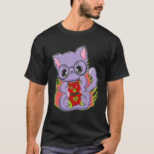 Pastel Goth Cat With Teddy Bear For Horror Fans T-Shirt