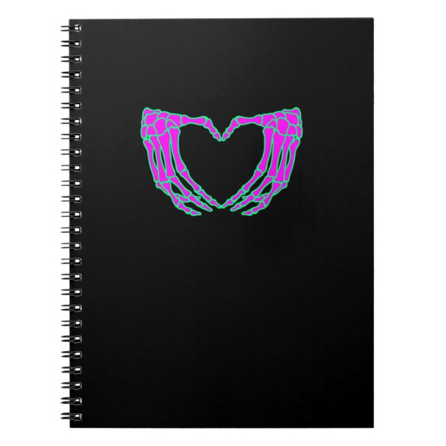 Pastel Goth Clothing, Skeleton Heart Hands  Notebook (Front)