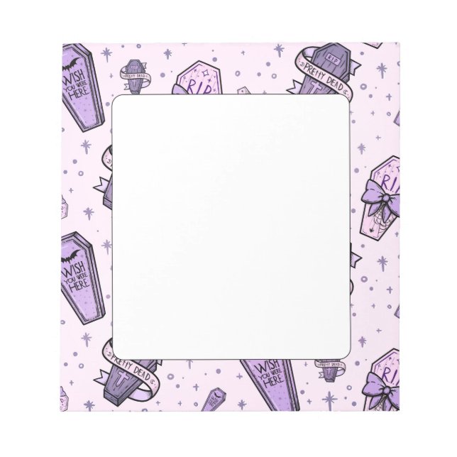 Pastel Goth Coffins Pattern Notepad (Front)