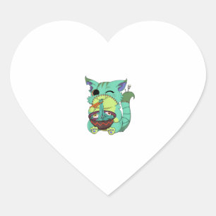 Pastel Goth Creepy Anime Ramen Cat Halloween T-Shi Heart Sticker