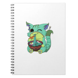 Pastel Goth Creepy Anime Ramen Cat Halloween T-Shi Notebook