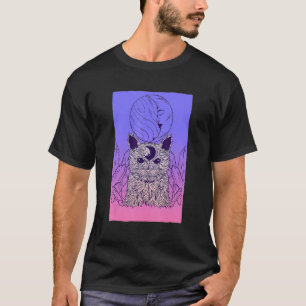 Pastel Goth Creepy Cat Cresent Moon Girl Gothic Wi T-Shirt