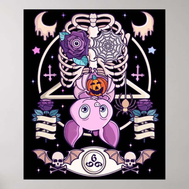 Pastel Goth Creepy Kawaii Gift Chibi Halloween Poster (Front)
