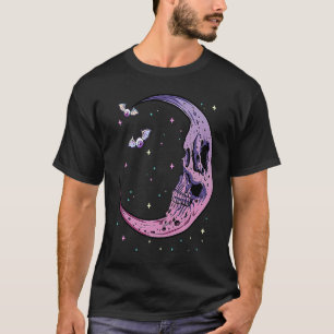 Pastel Goth Crescent Moon Phase Skull Aesthetic Wi T-Shirt