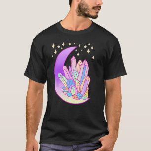 Pastel Goth Crystal Cluster Glowing Moon Witch T-Shirt
