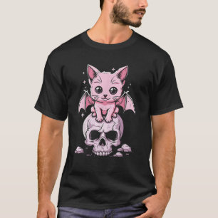 Pastel Goth Cute Creepy Anime Aesthetic Kawaii Cat T-Shirt