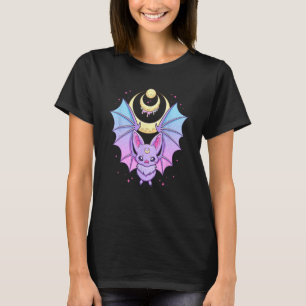 Pastel Goth Cute Creepy Crescent Moon Bat T-Shirt