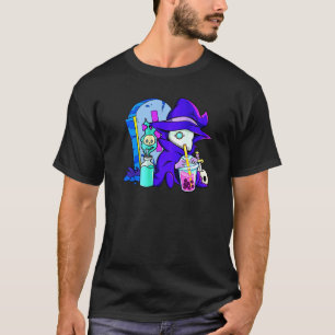 Pastel Goth Cute Creepy Plague Doctor Boba Bubble  T-Shirt