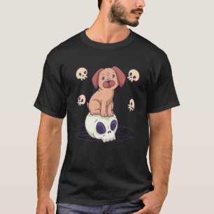 Pastel Goth Cute Creepy Witchy Pug Dog Skull Ritua T-Shirt