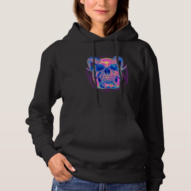 Pastel Goth Demon Skull Face Devil Satanic Gothic  Hoodie (Front)