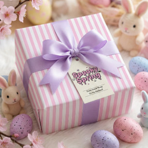 Pastel Goth Easter Pink Striped Alternative Wrapping Paper