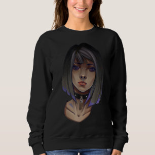 Pastel Goth Emo Girl Dark Aesthetic Chequered Punk Sweatshirt