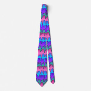 Pastel Goth Emo Scene Drippy Pattern Tie