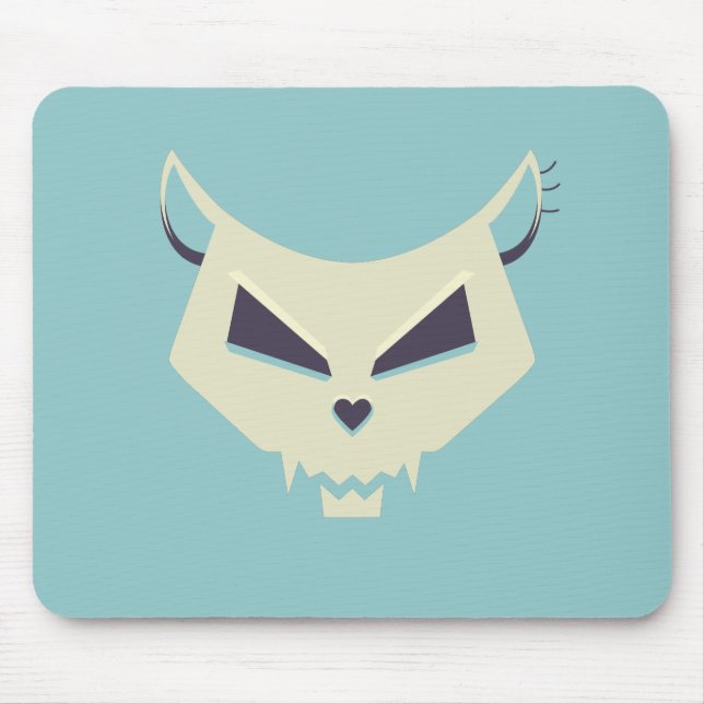 Pastel Goth Evil Cat Skull Mouse Mat (Front)