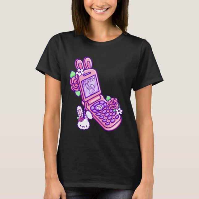 Pastel Goth Flip Phone Vampire Bunny Y2K Aesthetic T-Shirt (Front)
