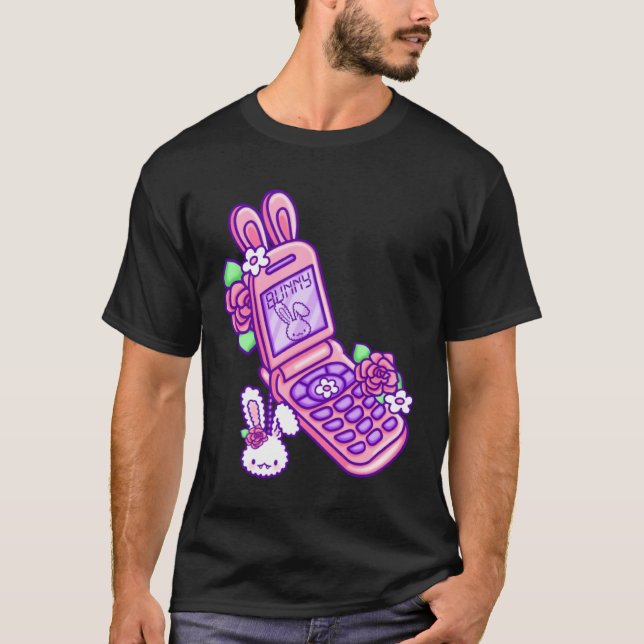 Pastel Goth Flip Phone Vampire Bunny Y2K Aesthetic T-Shirt (Front)