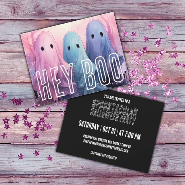 Pastel Goth Ghosts Halloween Party Invitation (Creator Uploaded)