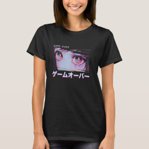 Pastel Goth Girl Glitch Anime GAME OVER Vaporwave T-Shirt