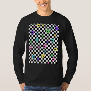 Pastel Goth Gothic Love Skeleton Head Retro Checke T-Shirt
