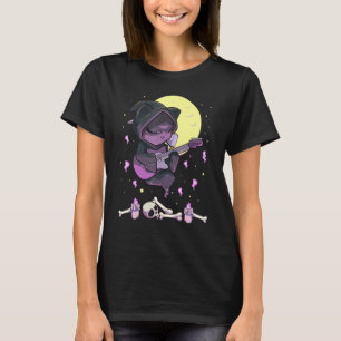 Pastel Goth Grim Reaper Cat Playing Guitar T-Shirt