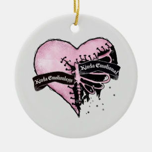 Pastel Goth Heart   Emotional and Emotionless Ceramic Tree Decoration