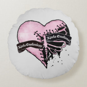 Pastel Goth Heart   Emotional and Emotionless Round Cushion