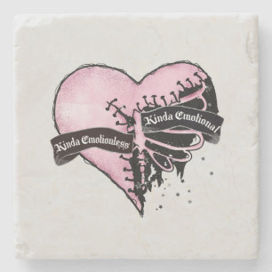 Pastel Goth Heart   Emotional and Emotionless Stone Coaster