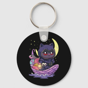 Pastel Goth Kawaii Anime Ferryman Cat With Yarn Cr Key Ring