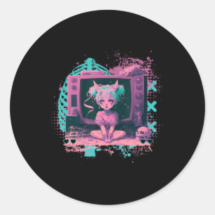 Pastel Goth Kawaii Creepy Cute Menhera Sad Anime D Classic Round Sticker