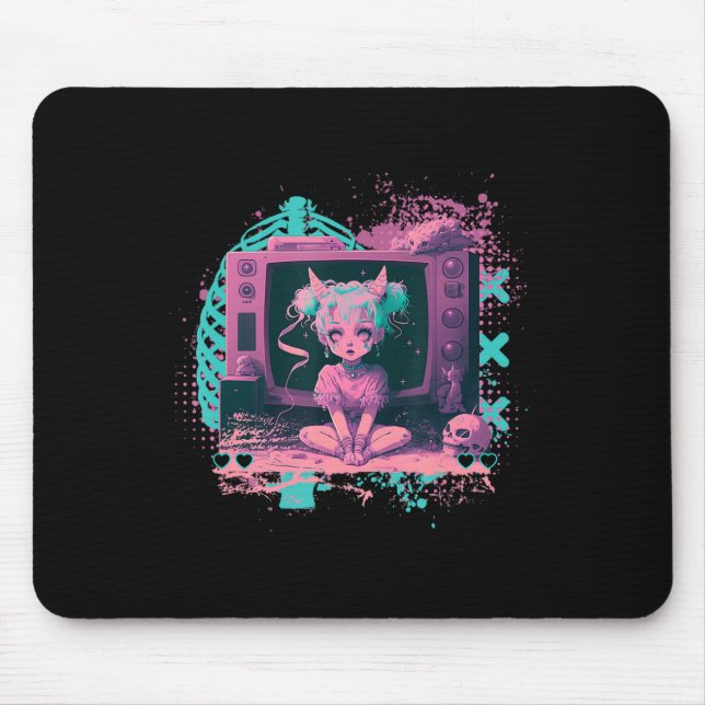 Pastel Goth Kawaii Creepy Cute Menhera Sad Anime D Mouse Mat (Front)